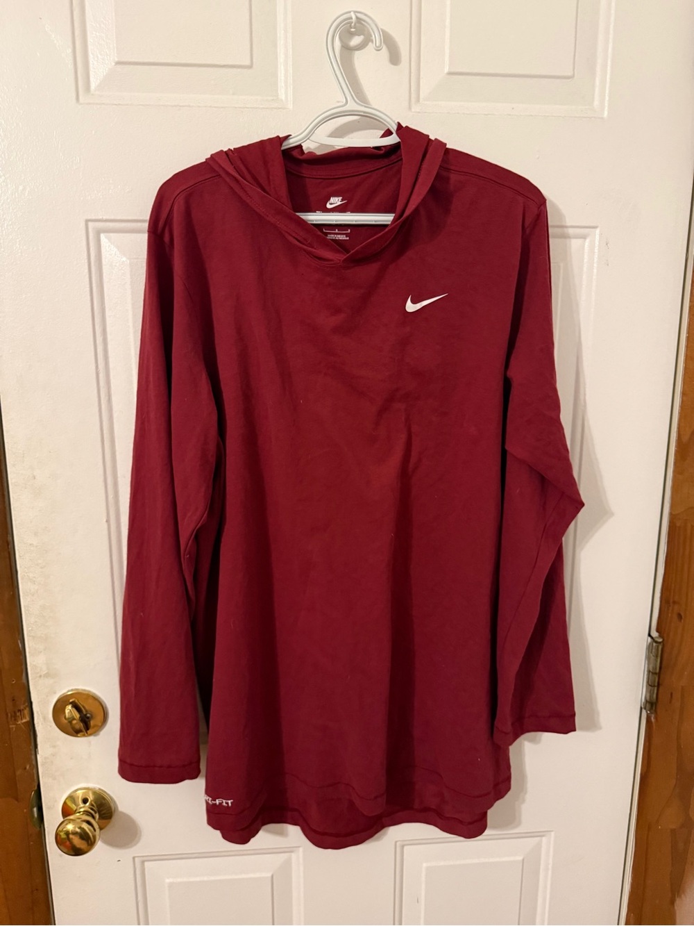 Nike Maroon Dri-FIT Hooded Tee with White Logo